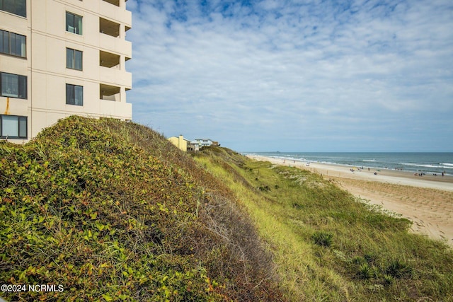 view of water feature with a view of the beach