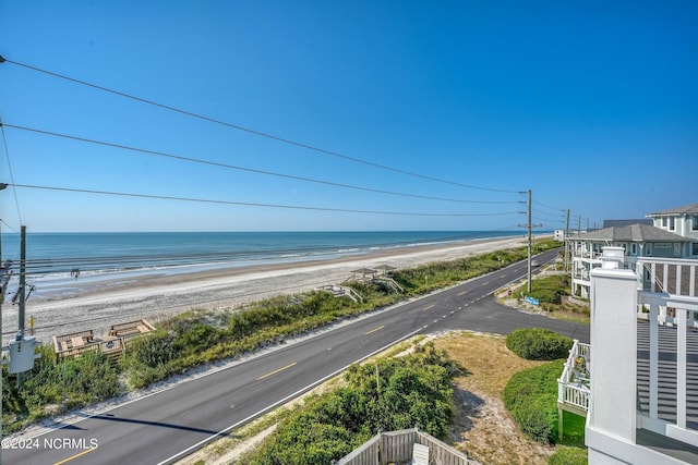 property view of water with a beach view