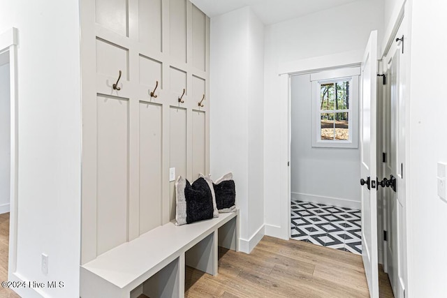 mudroom featuring light hardwood / wood-style flooring