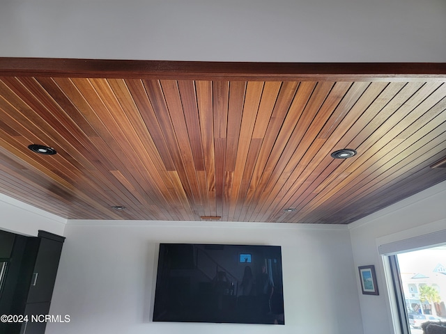 interior details with wood ceiling