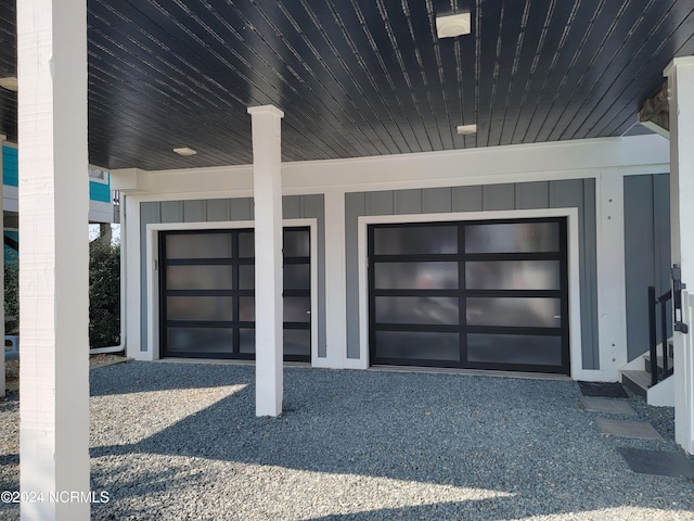 garage with wood ceiling