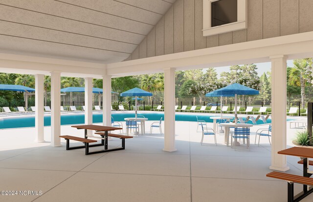 view of pool featuring a patio area