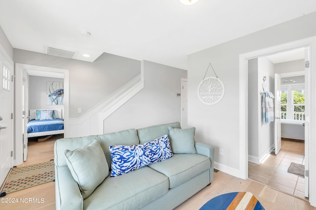 living room with hardwood / wood-style flooring