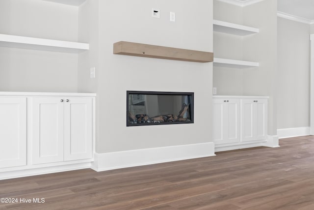 room details with crown molding and wood-type flooring