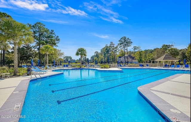 view of pool featuring a patio