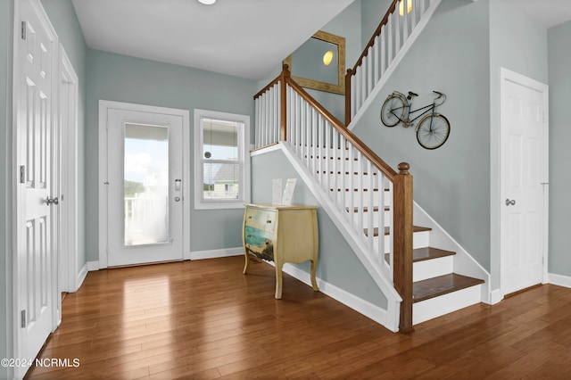 foyer with dark wood-type flooring