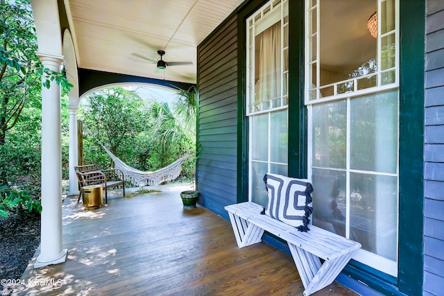 deck with covered porch