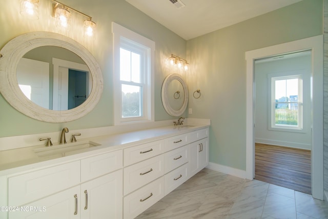 bathroom featuring wood-type flooring and vanity