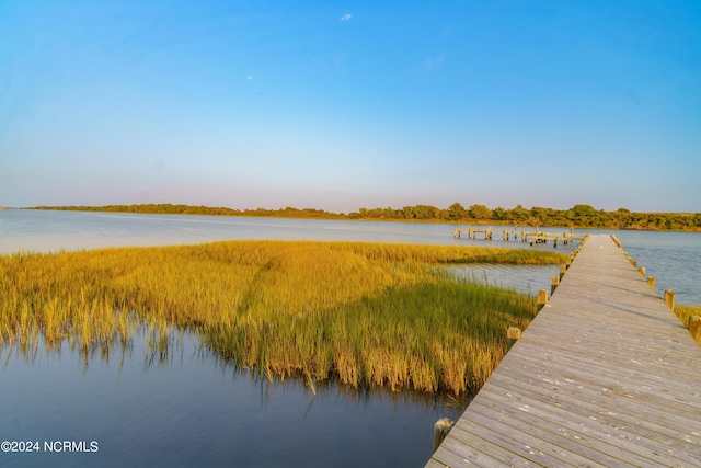 view of dock featuring a water view