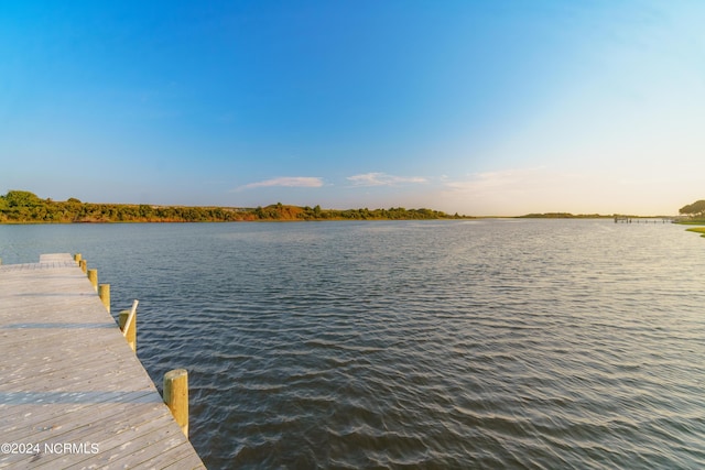 view of dock featuring a water view