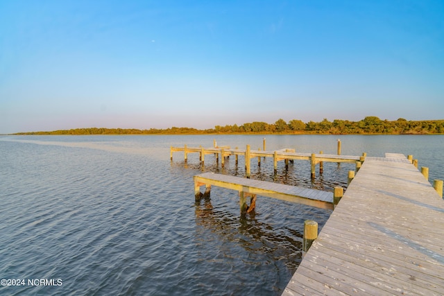 dock area featuring a water view