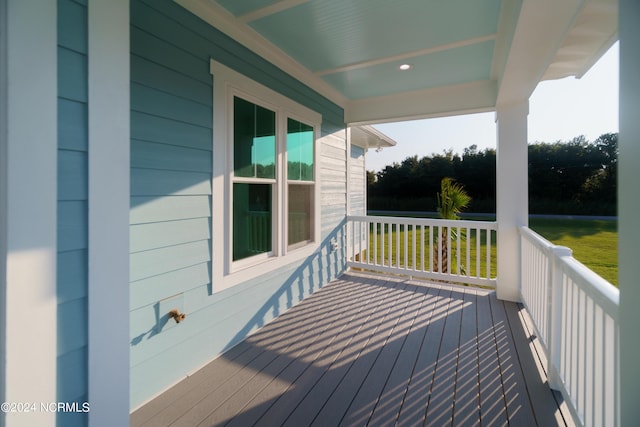 wooden terrace with covered porch