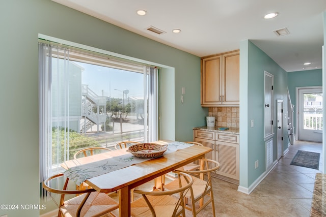 view of tiled dining room