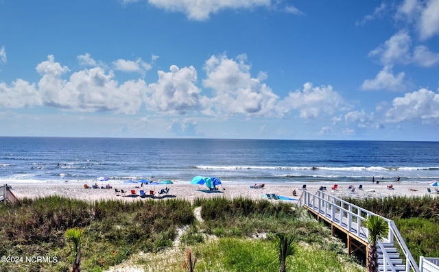 view of water feature featuring a view of the beach