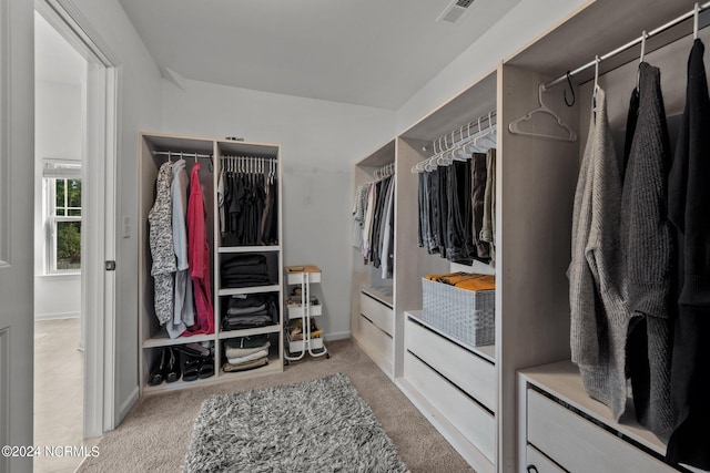 spacious closet with carpet and visible vents