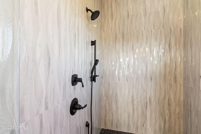 interior details featuring tiled shower