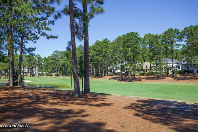 view of property's community featuring a water view and a lawn