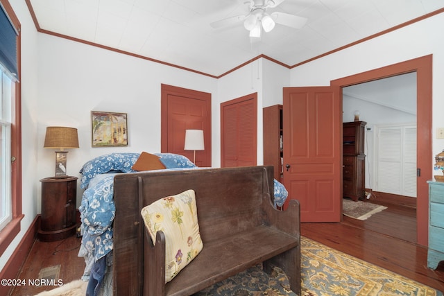 interior space featuring hardwood / wood-style floors, crown molding, and plenty of natural light