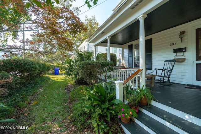 view of yard featuring a porch