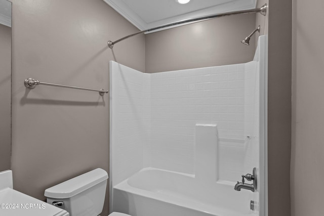 bathroom with toilet and shower / washtub combination