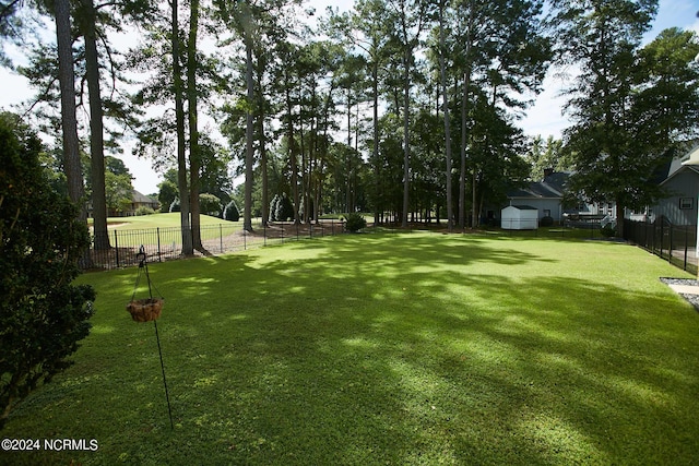 view of yard with a fenced backyard