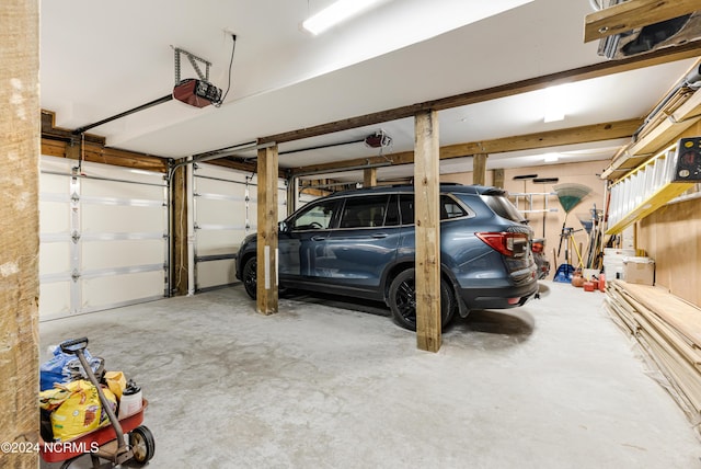 garage with a garage door opener