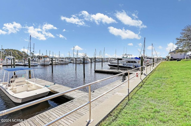 5104 Boss Ct SE, Southport, NC 28461 - dock area featuring a water view and a yard