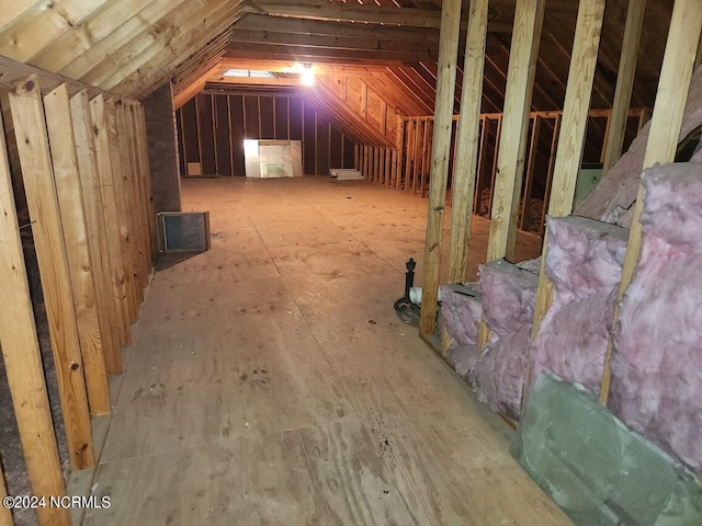 view of unfinished attic