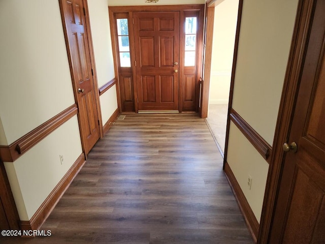 interior space featuring dark wood-type flooring