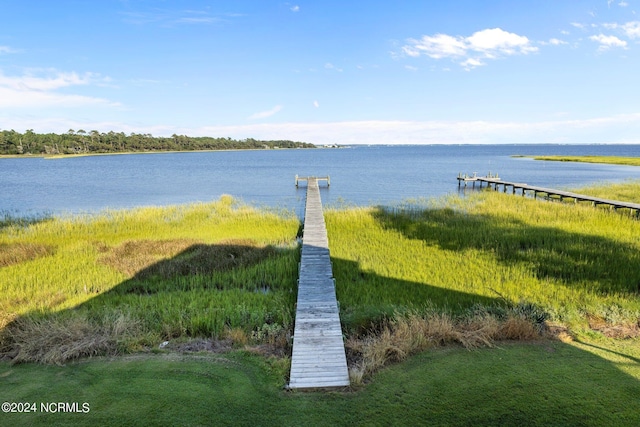 view of water feature featuring a boat dock