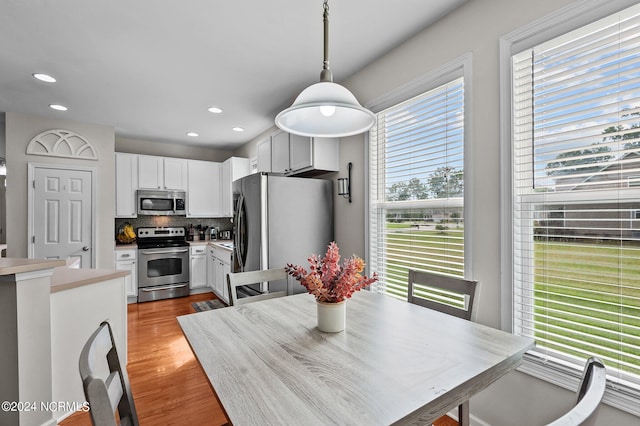 dining room with light hardwood / wood-style flooring