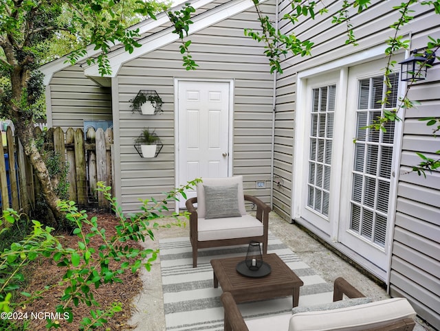 view of patio / terrace featuring french doors