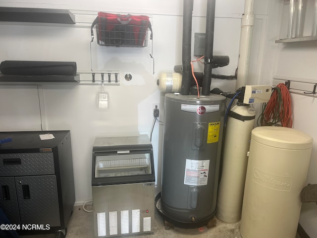 utility room with water heater