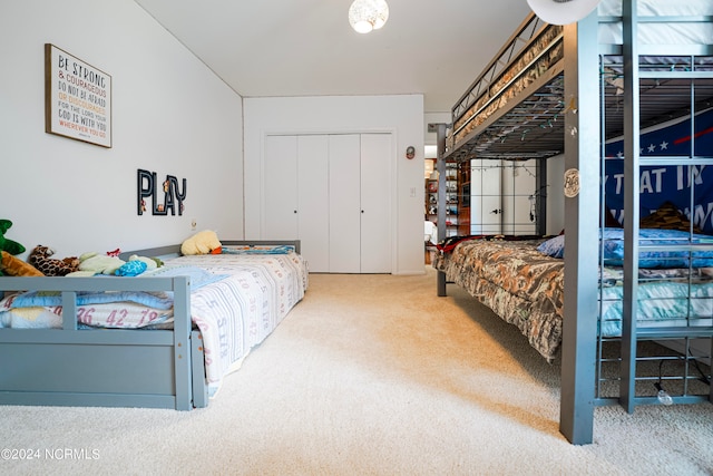 bedroom with a closet and carpet