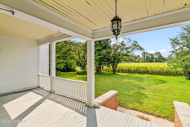 deck featuring a yard