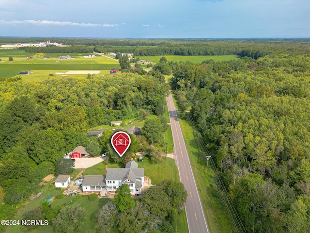 drone / aerial view with a forest view