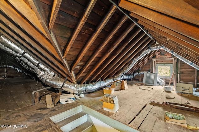 view of unfinished attic