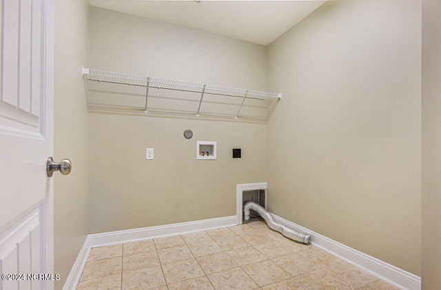 laundry room featuring hookup for an electric dryer, washer hookup, and light tile patterned floors