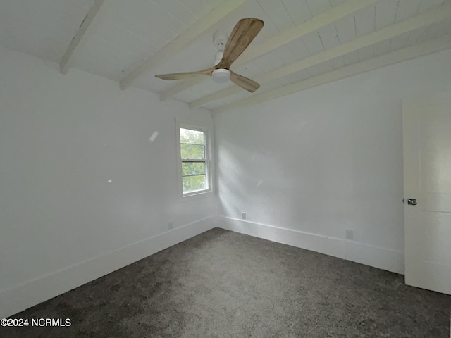 104 Charles St, Hertford, NC 27944 - unfurnished room featuring beamed ceiling, baseboards, and ceiling fan