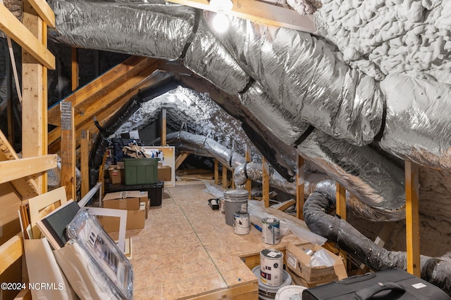 view of unfinished attic