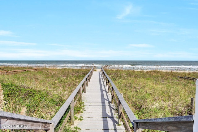 exterior space with a view of the beach