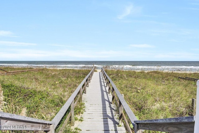 exterior space with a beach view