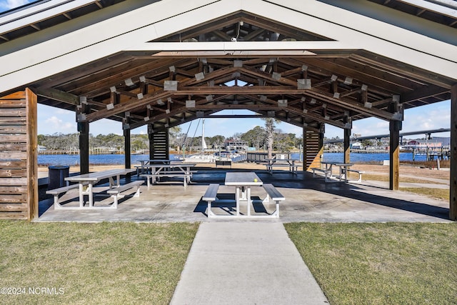 view of community featuring a water view