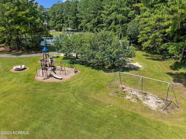 view of yard with a playground