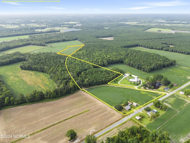 aerial view featuring a rural view