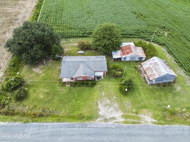 birds eye view of property featuring a rural view