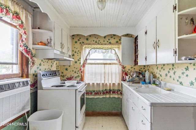 laundry area featuring sink and wooden ceiling