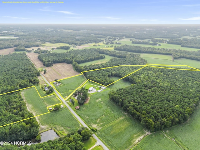 drone / aerial view with a rural view