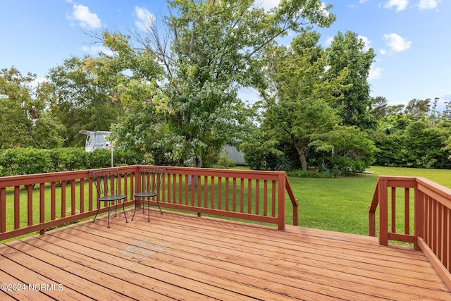 deck with a lawn