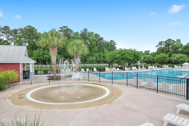 view of pool featuring a patio area